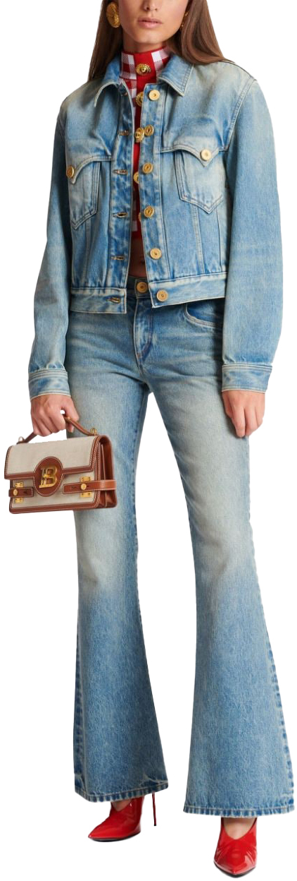  발망 코트 CF1TC130DE046FF BLUE - BALMAIN