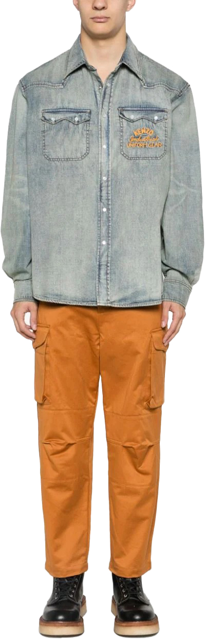  겐조 데님 셔츠 FE55DC4136E8DY GREY - KENZO