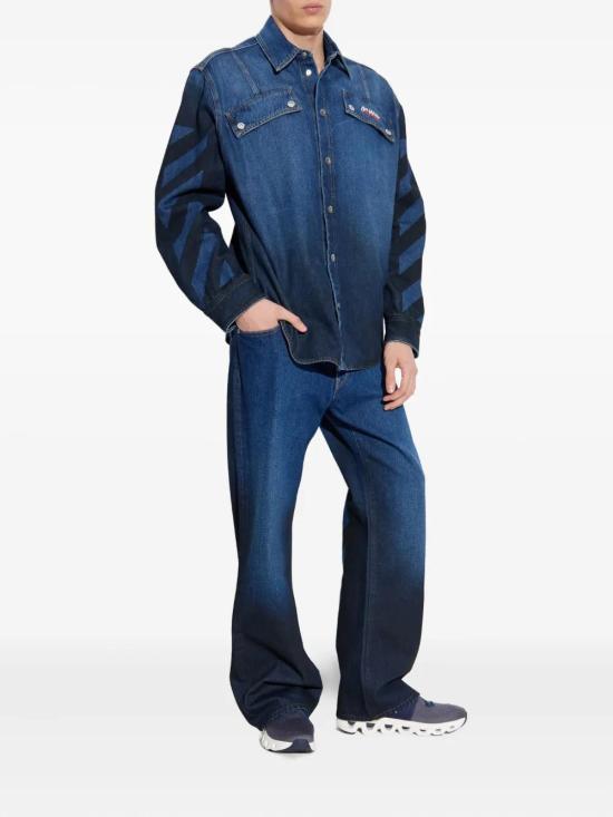 25FW 오프화이트 데님 팬츠 OMYA18JF25DEN0014410 4410 MEDIUM BLU - OFF WHITE