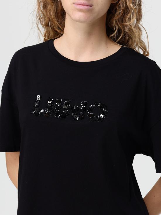 25FW 리우조 반팔 티셔츠 MF5347JS923 W9415 Black - LIU JO