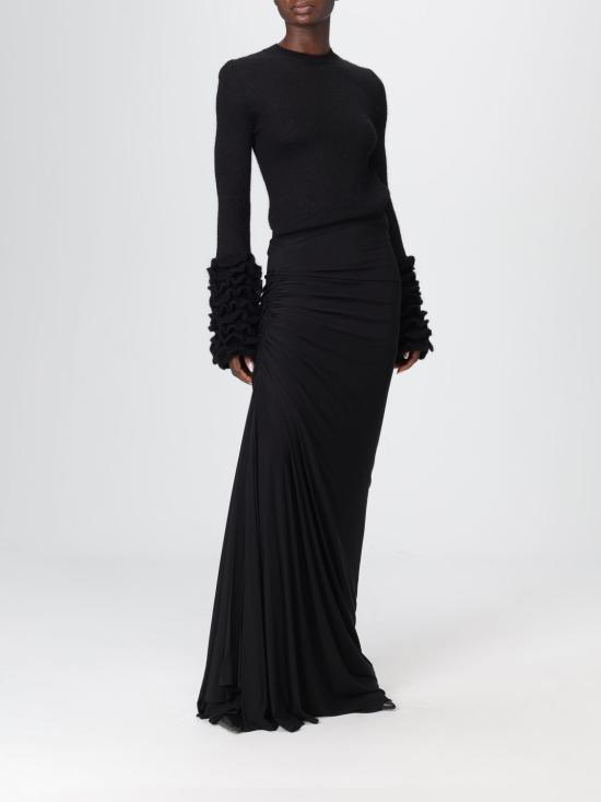 25FW 알라이아 롱 스커트 AA9J2378J050B 995 Black - ALAIA