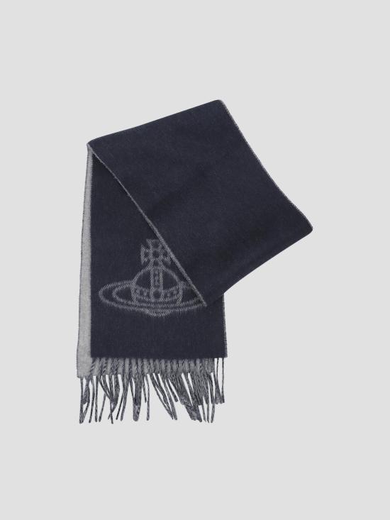 25FW 비비안웨스트우드 싱글 ORB 더블 페이스 머플러 81030006W00ZHP407 MINERAL GREY DOM - VIVIENNE WESTWOOD