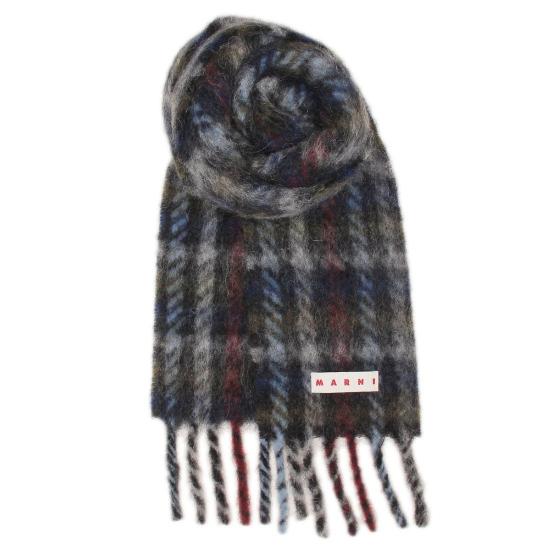25FW 마르니 체크 알파카 모헤어 브러시드 스카프 SCZC0077Y0UAW050CHN63 DARK ASH DOM