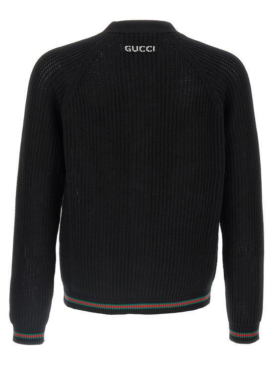 25FW 구찌 웹 아주르 코튼 니트 가디건  788009XKD151060 - GUCCI
