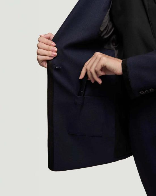  아르젠트 수트 자켓 컬러블록 스컬프트 블레이저 미드나잇/블랙 - ARGENT