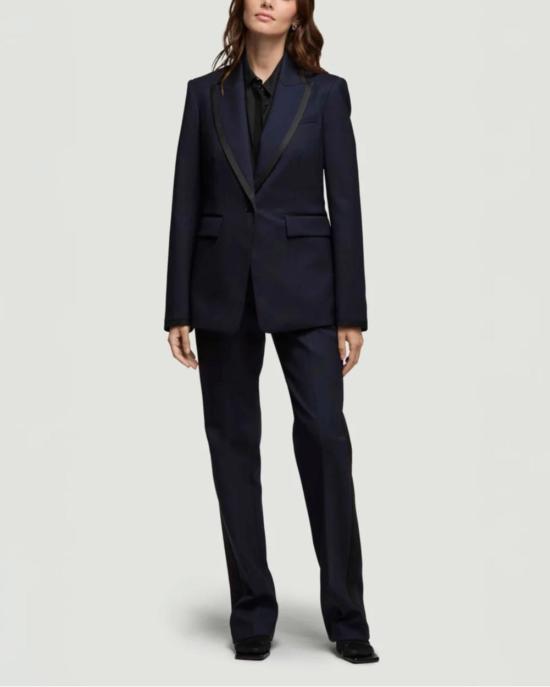  아르젠트 수트 자켓 컬러블록 스컬프트 블레이저 미드나잇/블랙 - ARGENT