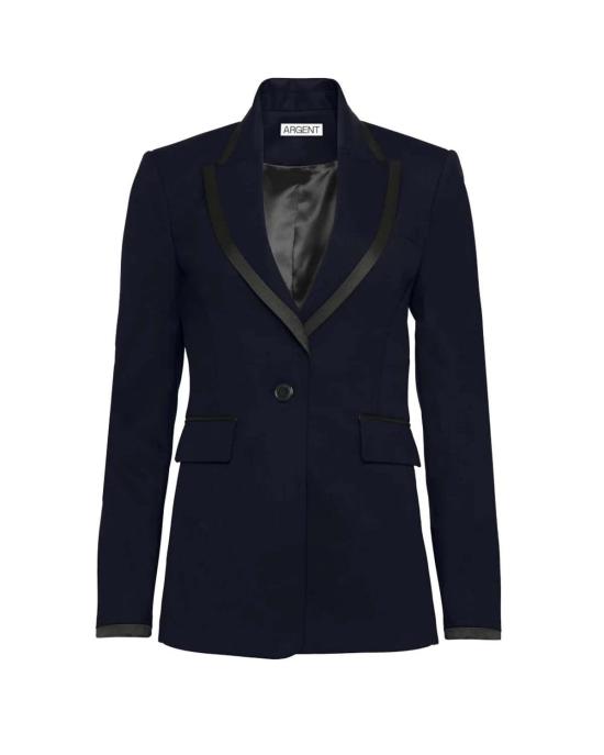  아르젠트 수트 자켓 컬러블록 스컬프트 블레이저 미드나잇/블랙