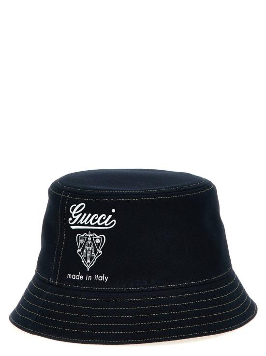  구찌 프린티드 코튼 캔버스 버킷 햇  8134574HBE04000 BLUE - GUCCI