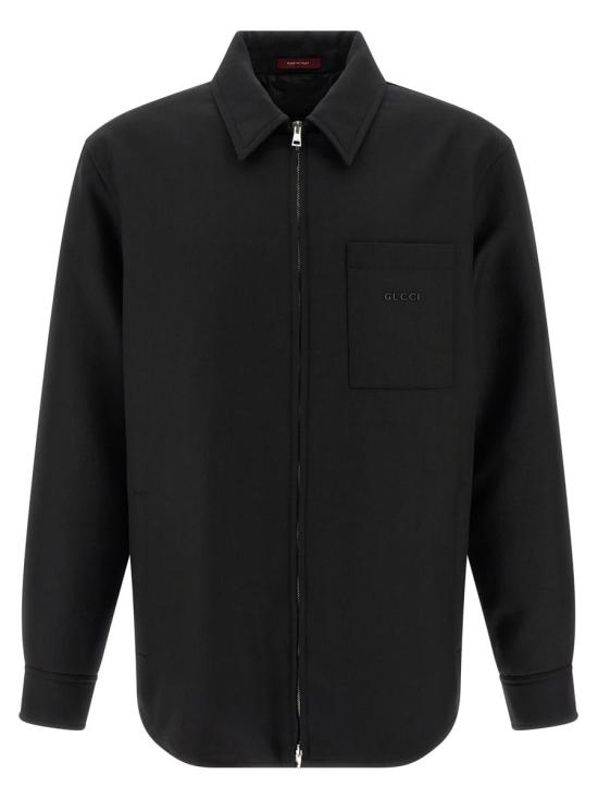 25FW 구찌 모노그램 큐프로 울 오버셔츠 827667ZAMII1000 Black