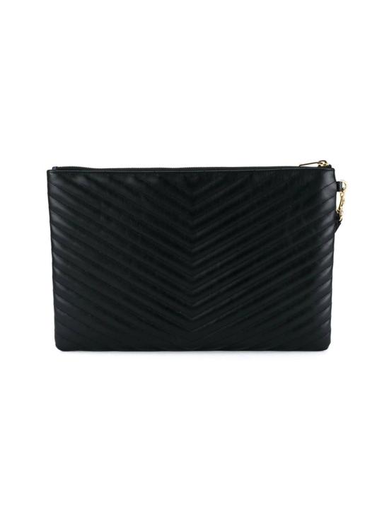 25FW 생로랑 마틀라세 레더  모노그램 클러치  440222CWU011000 Black - SAINT LAURENT