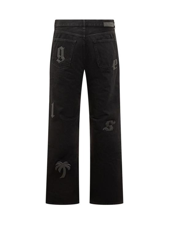 25FW 팜앤젤스 로고 디테일 데님 팬츠 PMYA041F25DEN001 1010 Black - PALM ANGELS