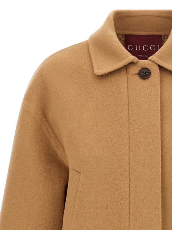 25FW 구찌 포인티드 칼라 울 집업 재킷 823859Z7ASL2668 Beige - GUCCI