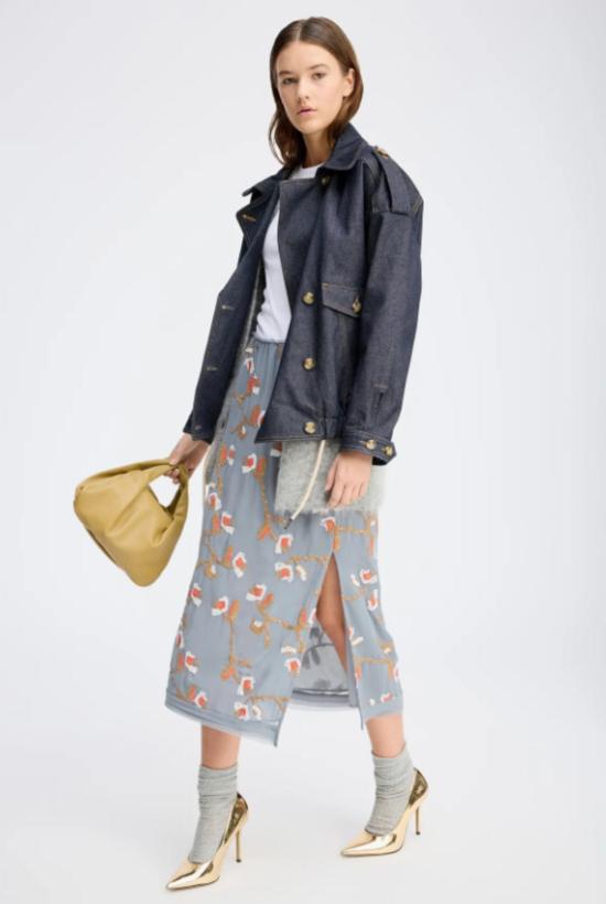  문테 미디 스커트 Munthe Omi 스팽글 자수  그레이