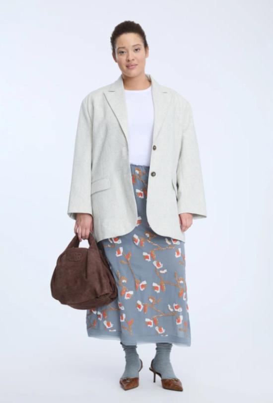  문테 미디 스커트 Munthe Omi 스팽글 자수  그레이 - MUNTHE