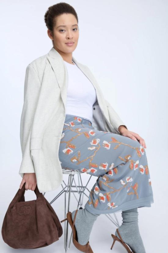  문테 미디 스커트 Munthe Omi 스팽글 자수  그레이 - MUNTHE