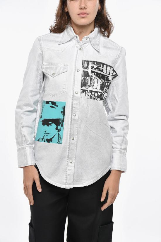  캘빈클라인 데님 셔츠 J20J211248 911 Bianco Argento