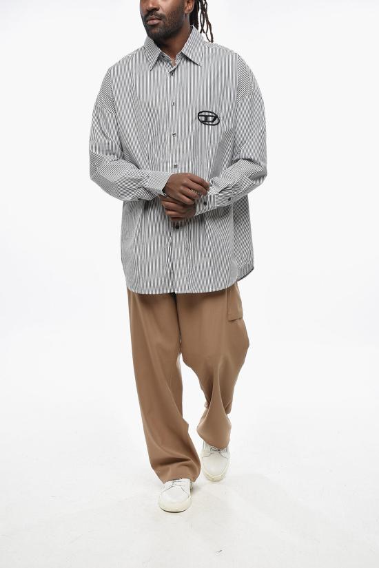  디젤 긴팔 셔츠 A10683 0DNAN 9XX Black White - DIESEL