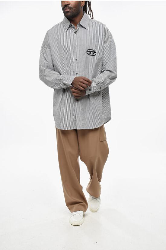  디젤 긴팔 셔츠 A10683 0DNAN 9XX Black White - DIESEL