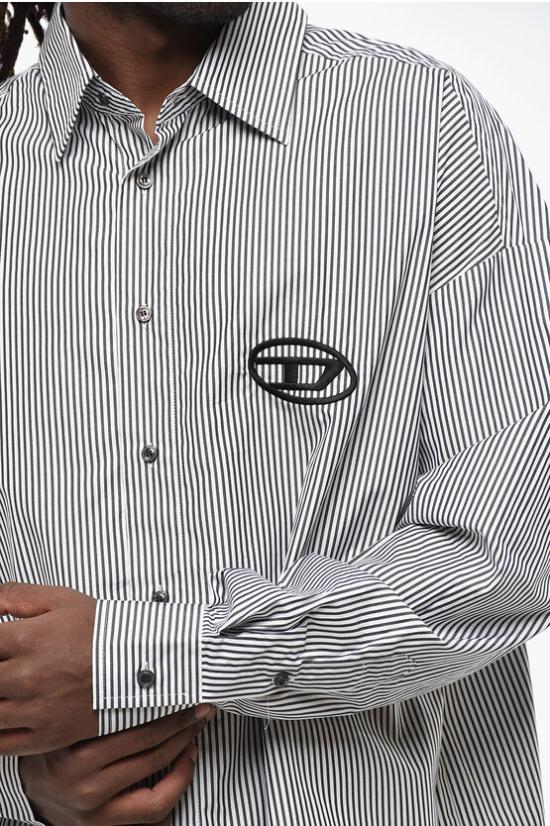  디젤 긴팔 셔츠 A10683 0DNAN 9XX Black White - DIESEL