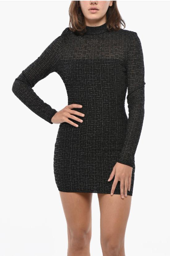  발망 숏 원피스 DF1R8029KG96 EAC Black - BALMAIN