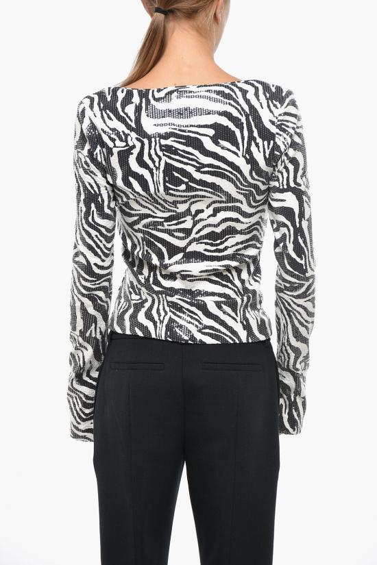  로테이트 긴팔 티셔츠 112579400 400 Black White - ROTATE