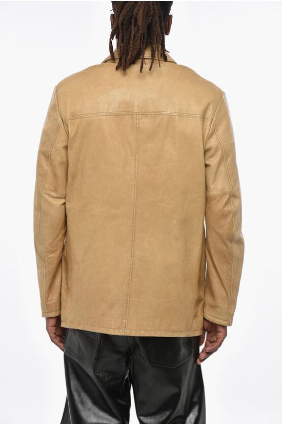  디젤 가죽 자켓 A10524 0LICT 7BF Beige - DIESEL