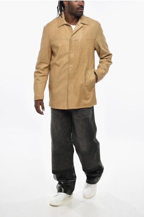  디젤 가죽 자켓 A10524 0LICT 7BF Beige - DIESEL