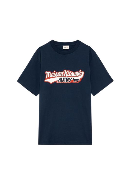 25FW 오트리 X 메종키츠네 반팔 티셔츠 TSPXMK2B BLUE