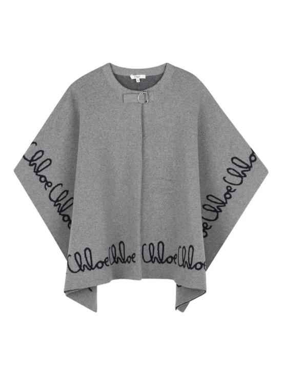25FW [키즈] 끌로에 로고 자수 판초 C20667 A46 HEATHER GREY