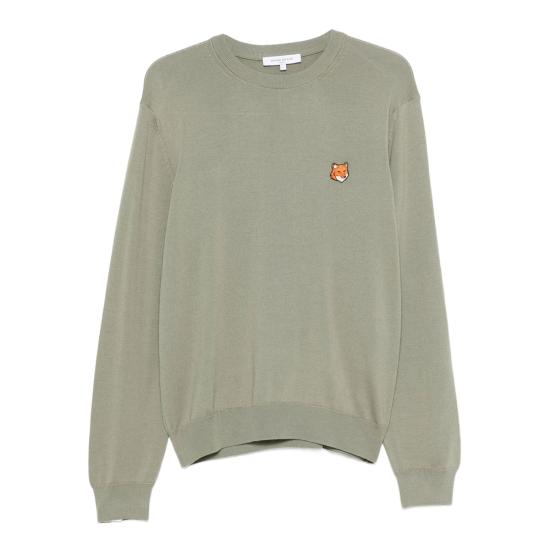 25FW 메종키츠네 폭스 헤드 메리노 레귤러 스웨터 PM00801KT1881 LAFRE GREEN