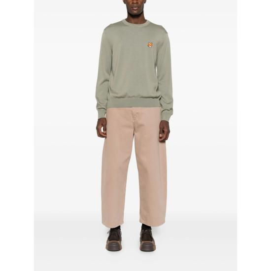 25FW 메종키츠네 폭스 헤드 메리노 레귤러 스웨터 PM00801KT1881 LAFRE GREEN - MAISON KITSUNE