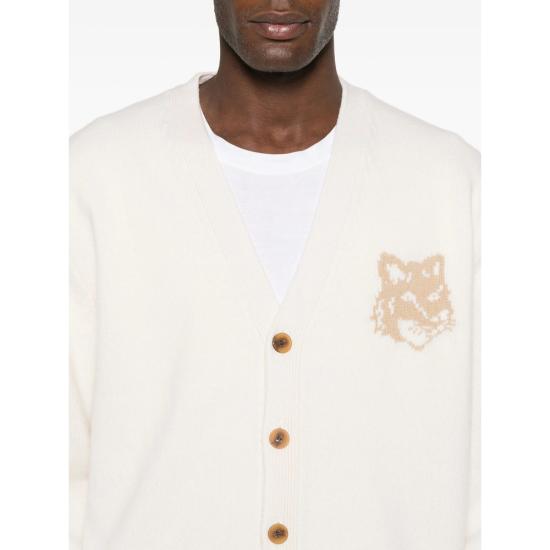 25FW 메종키츠네 폭스 헤드 인타르시아 메리노 가디건 PM00509KM0329 ECTBE NEUTRALS - MAISON KITSUNE