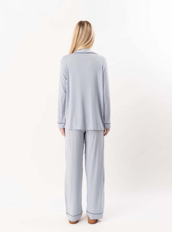  에버제이 언더웨어 지젤 롱 파자마 세트 그레이 던/네이비 - EBERJEY