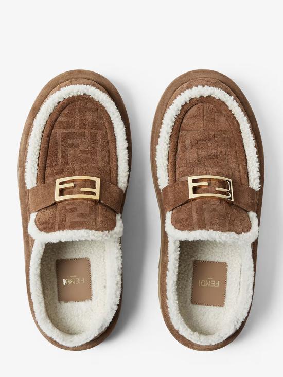 25FW 펜디 아프레 시크 FF 스웨이드 시어링 뮬 8R8777ASA1 F0C23 MARRONE - FENDI