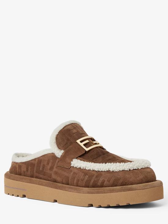 25FW 펜디 아프레 시크 FF 스웨이드 시어링 뮬 8R8777ASA1 F0C23 MARRONE - FENDI