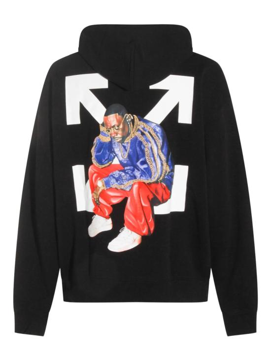 25FW 오프화이트 띵크맨 애로우 스케이트 후드 티셔츠셔츠 OMBB085F25FLE00C 1001 BLACK WH - OFF WHITE