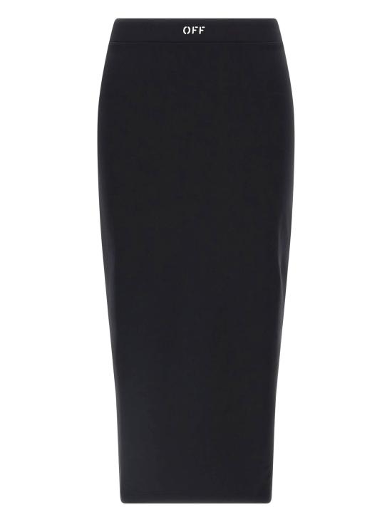 25FW 오프화이트 미디 스커트 OWCW00PF25JER001 1001 BLACK WHIT