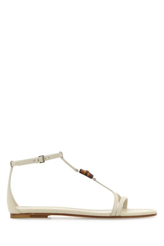 25FW 구찌 뱀부 디테일 레더 샌들 832417US000 9022 White