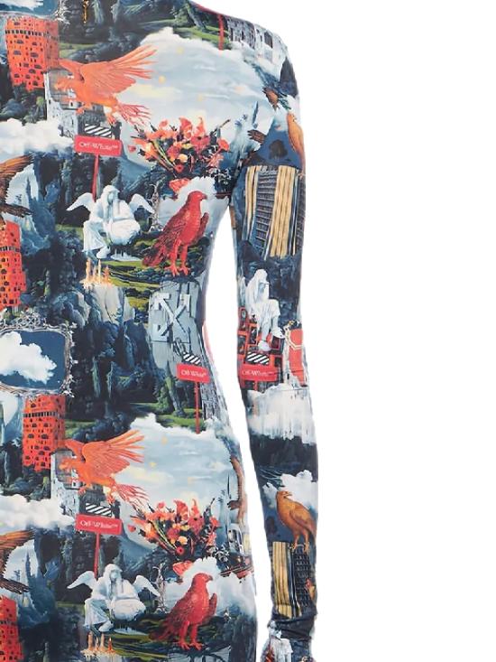 25FW 오프화이트 미디 원피스 OWDB55TF25JER001 8501 AI PRINT W - OFF WHITE