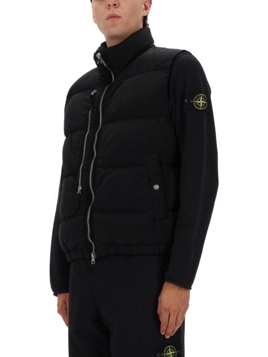 25FW 스톤 아일랜드 나일론 메탈 에코닐 다운 베스트 G100006 S0019V0029 Black - STONE ISLAND
