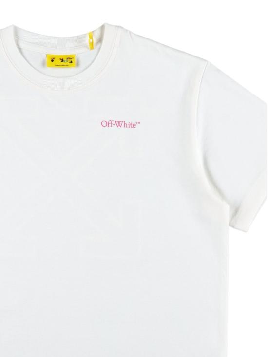 25FW [키즈] 오프화이트 티셔츠 OGAA001F25JER00D 0132 WHITE FU - OFF WHITE