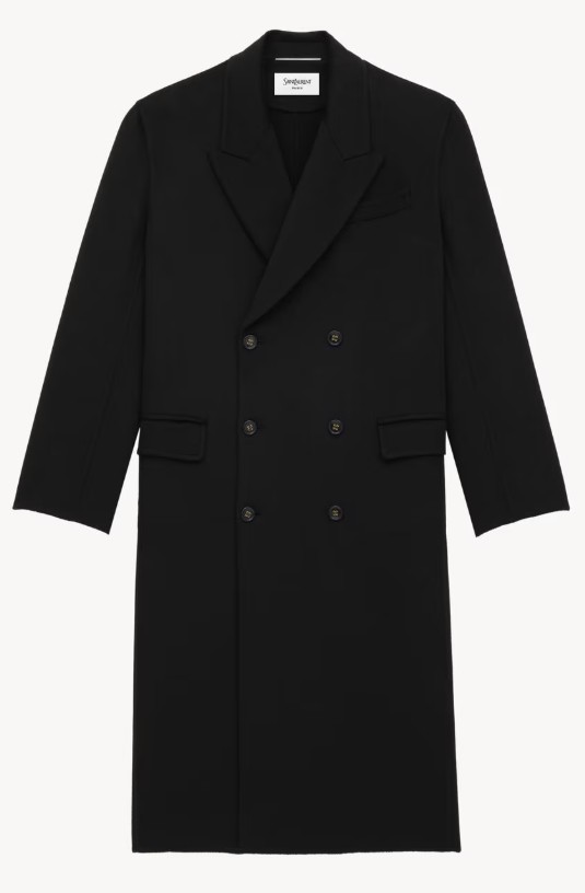 25FW 생로랑 캐시미어 소재 롱 코트 842171 Y3J461000 Black