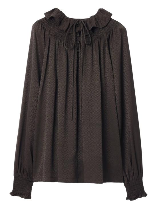 25FW 버버리 지오메트릭 실크 블라우스 8115914 X HAWK BROWN IP PAT