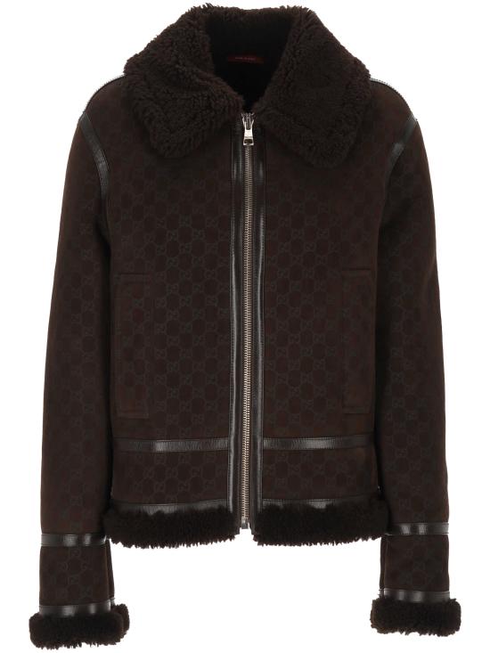 25FW 구찌 프린트 스웨이드 쉐어링 자켓 835526 XSAGB2037 Brown