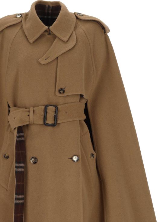 25FW 버버리 벨몬트 울 트렌치 케이프 8116249 X CAMEL TREACLE BN CHK - BURBERRY