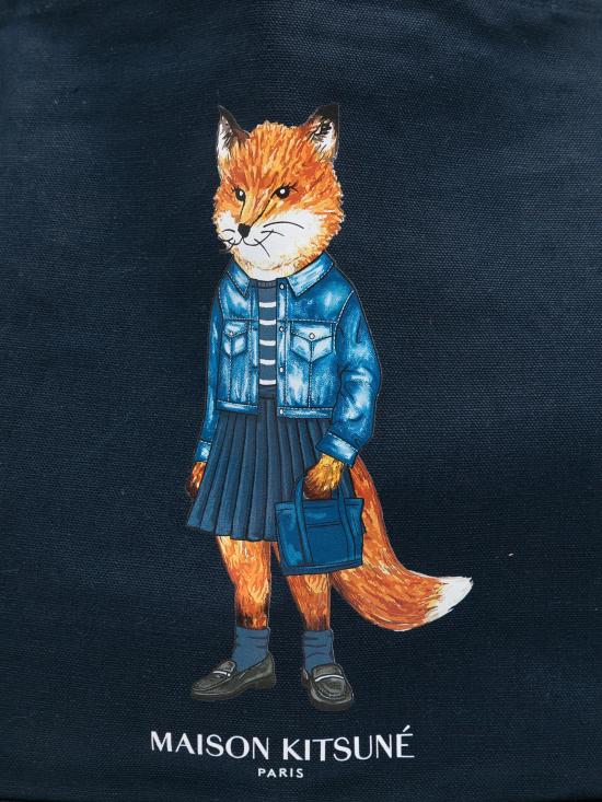 25FW 메종키츠네 드레스드 폭스 토트백 PW05107WW9042 0413 Classic navy - MAISON KITSUNE