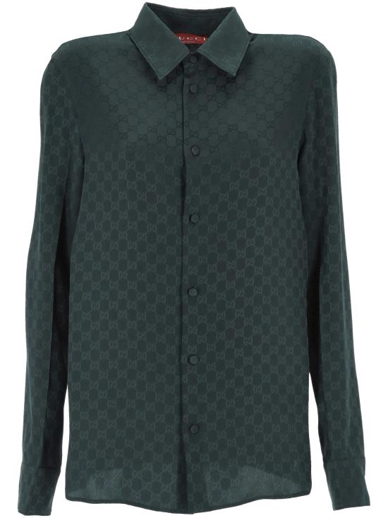 25FW 구찌 실크 자카드 쇼츠 847034 ZATF93514 DARK BOTTLE GREEN