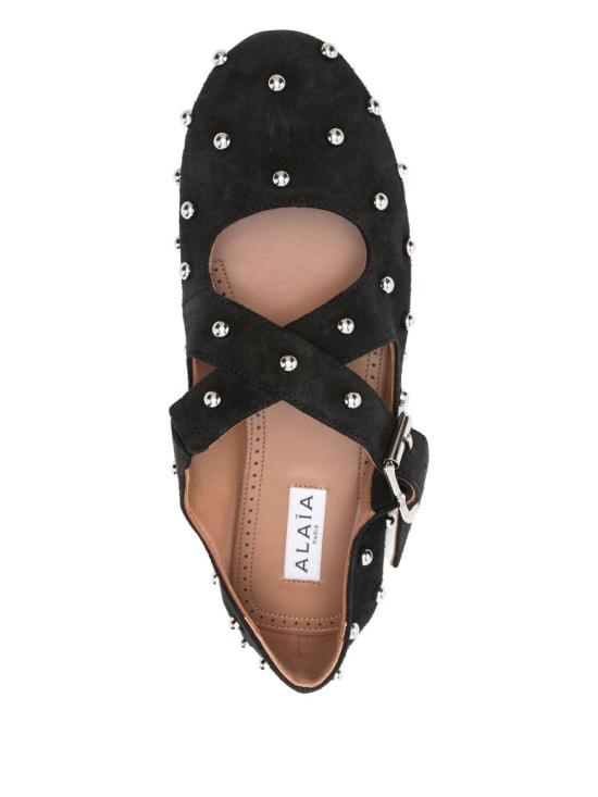 25FW 알라이아 플랫 슈즈 AA3A046CK284 999 Black - ALAIA