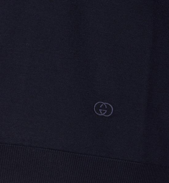 25FW 구찌 딥 브이넥 리브드 커프 울 폴로 스웨터 딥 브이넥 리브드 커프 울 폴로  793883XKFA84215 BLUE - GUCCI