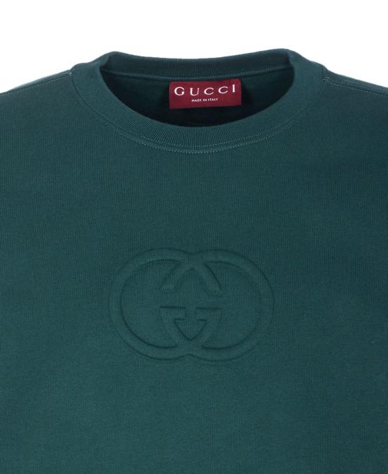 25FW 구찌 브러시드 코튼 저지 스웨트셔츠 848737XJHKI3348 GREEN - GUCCI